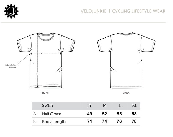 CYCLIST Tshirt Sizes
